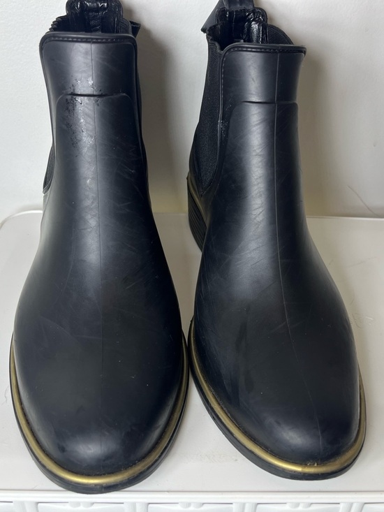 kate spade Black Chelsea Rain Booties with Gold Trim - Picture 4 of 13